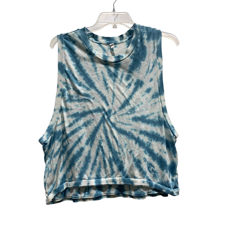 FP Movement Blue White Tie Dye Muscle Tank Top Cropped Sleeveless M