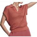 Varley Otto Knit Vest Terracotta Rose Cotton Open Knit Polo Sweater S Coastal