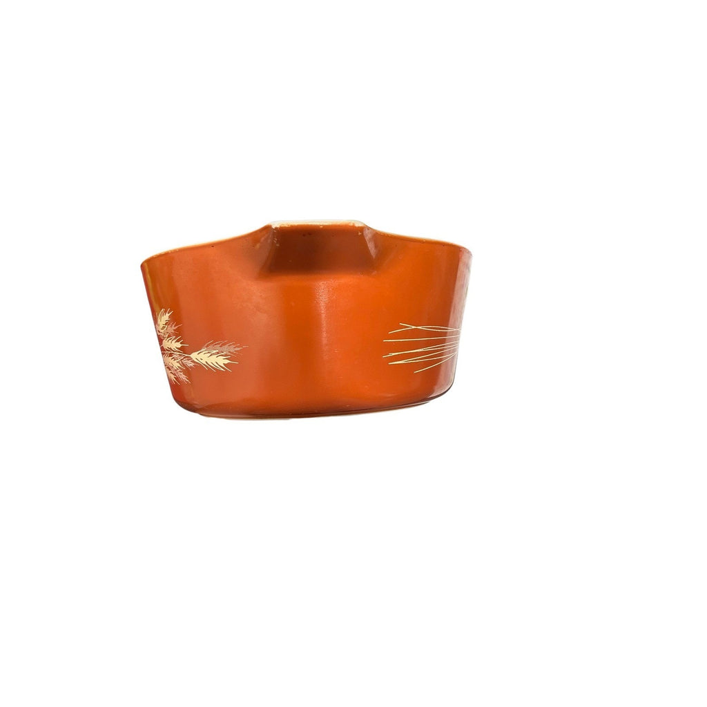 Pyrex Autumn Harvest 471-B 1.5 Pt Casserole Dish No Lid Burnt Orange Wheat USA