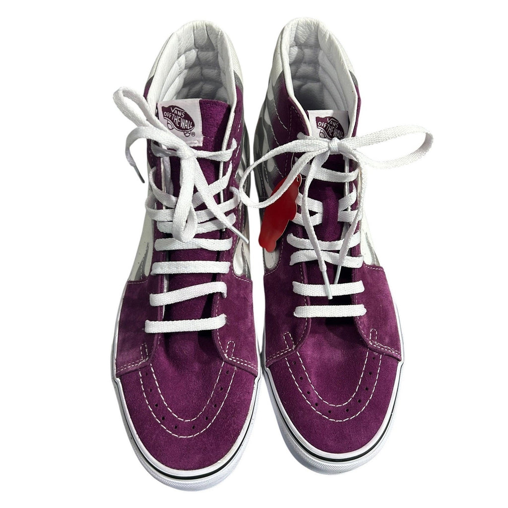 Vans Sk8-Hi Purple White Silver Flame High Top Sneakers Mens 12 Womens 13.5