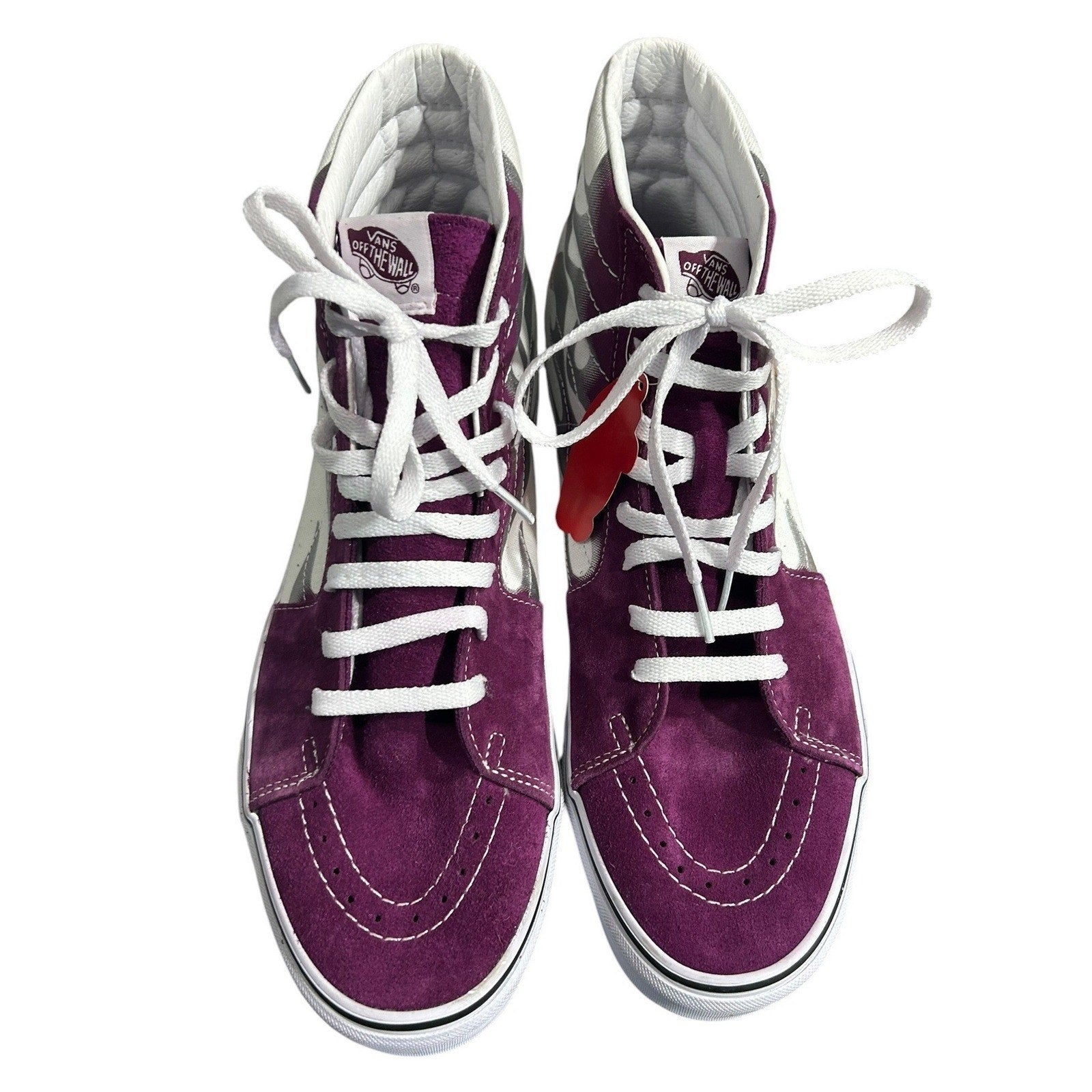 Vans Sk8-Hi Purple White Silver Flame High Top Sneakers Mens 12 Womens 13.5