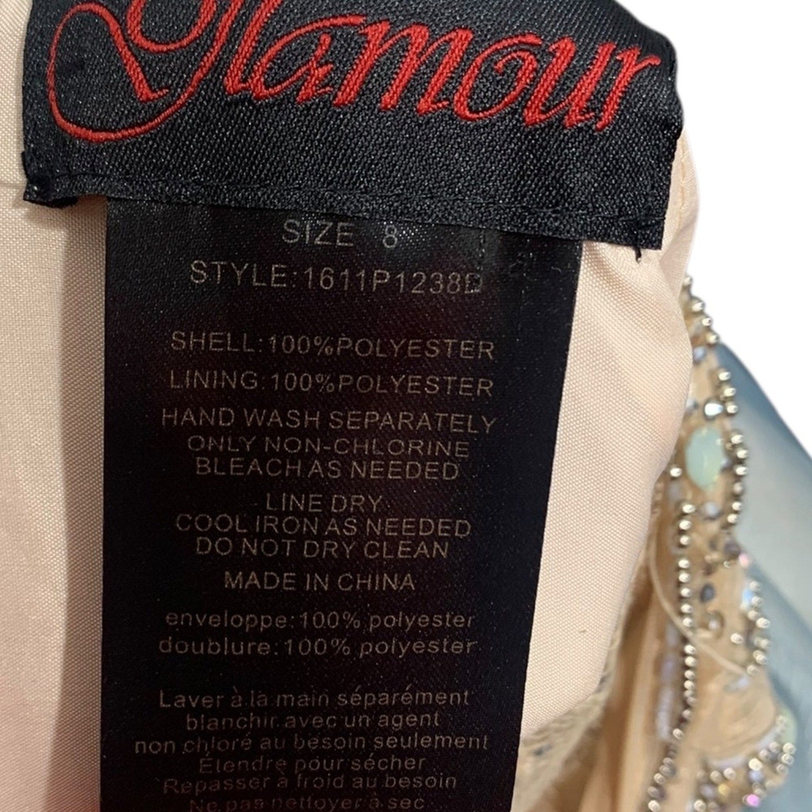 Glamour High Neck Crystal Beaded Halter Gown Tulle Skirt Prom Pageant Blue Sz 8