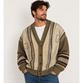 Vintage Maxini Collezione Suede 3D Knit Cardigan Jacket Mens XL Brown Tan patch
