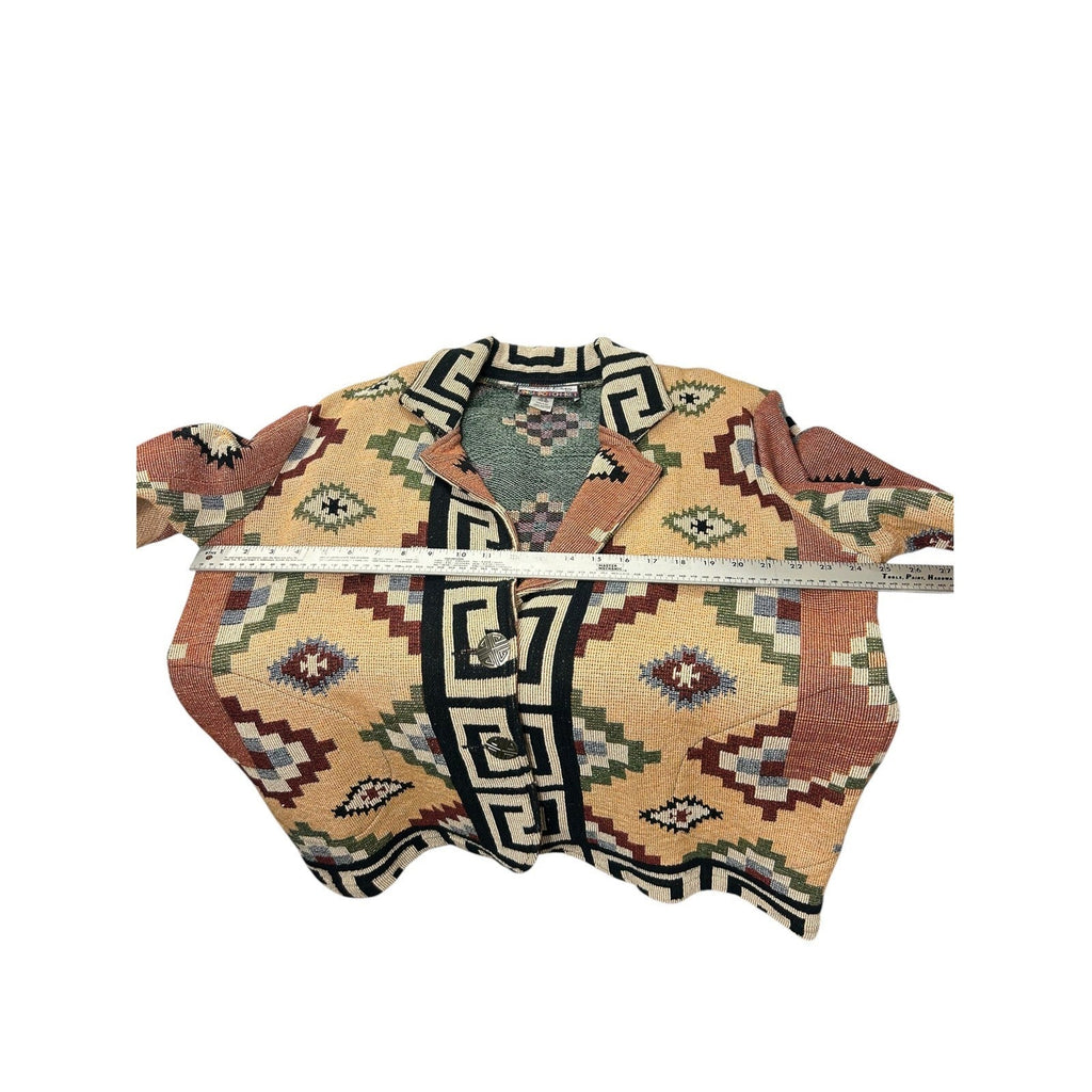 Vtg Its Outta The Bag Unge-Potch-Ket Southwest Aztec Blanket Tapestry Jacket L