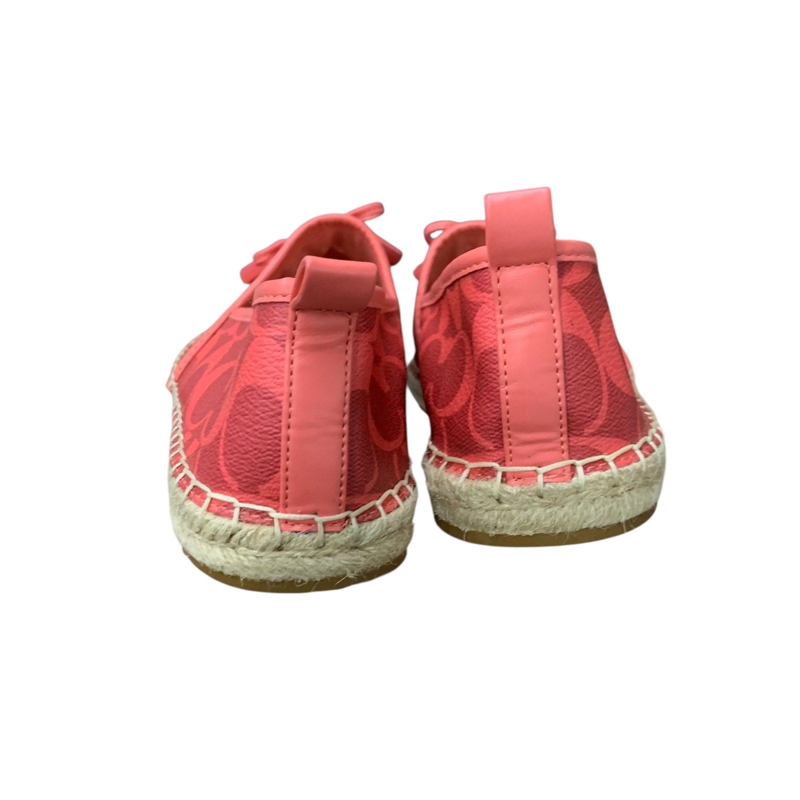 COACH Espadrille Slip On Shoes Pink Signature Espadrilles Tassel Accents SIZE 8b