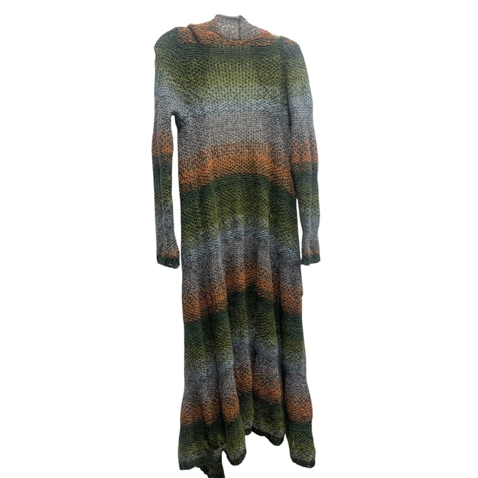 Sleeping in the snow Maxi Cardigan Long Sleeve Striped Knit Boho Women's S