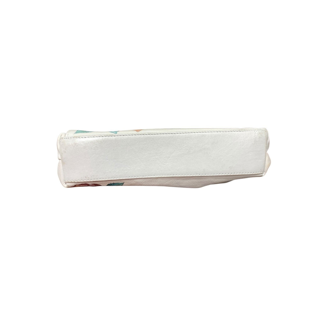 Anuschka Hand Painted Leather Floral Bee Crossbody Bag White RFID Organizer