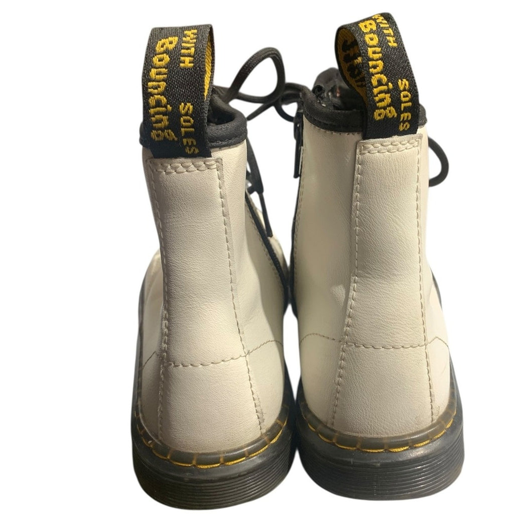 Dr Martens Kids White Zavala J Boots Size 4 US M 5 US L Side Zip Lace Up