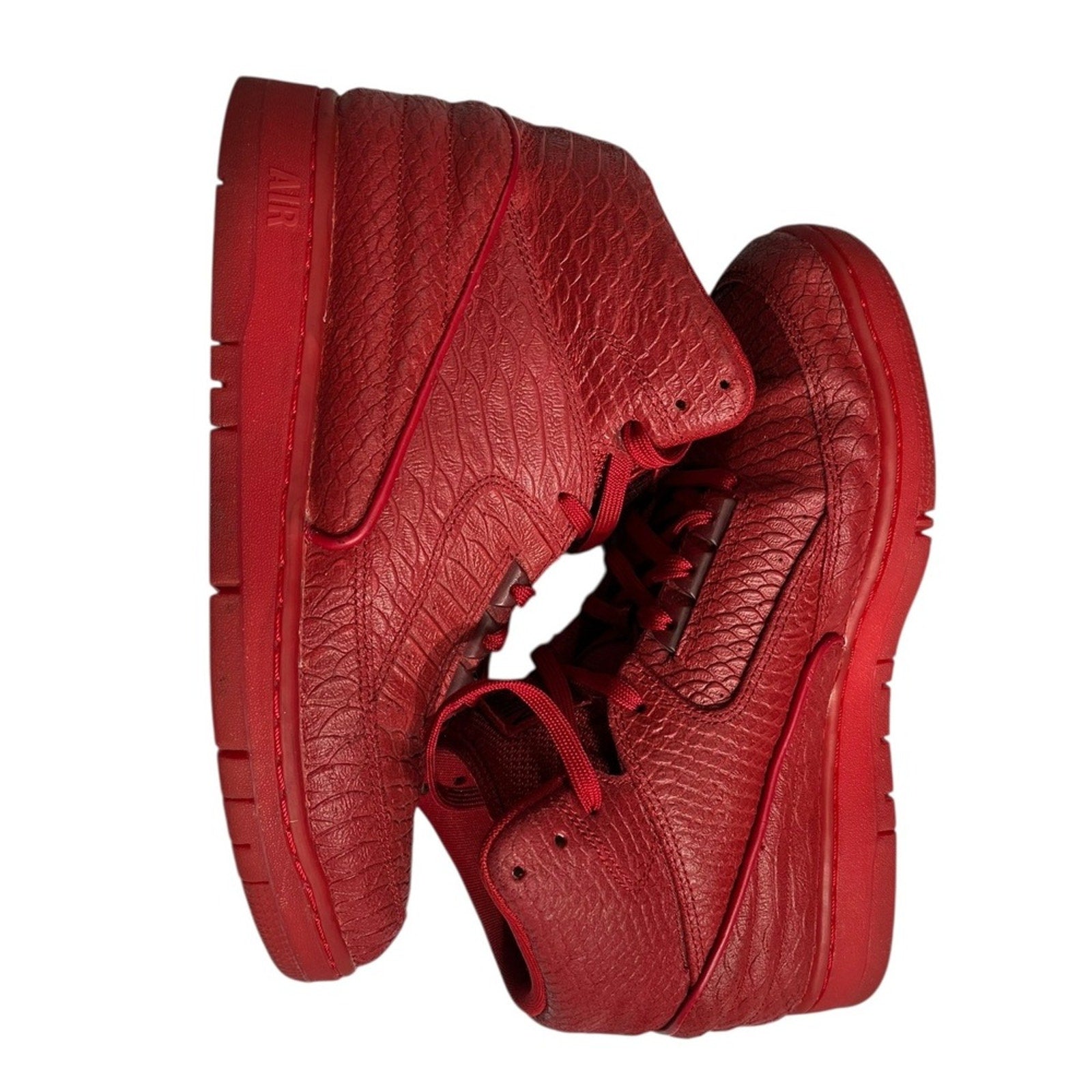 Nike Air Python Red Snakeskin Leather High Top Sneakers Men US 8 EUR 41