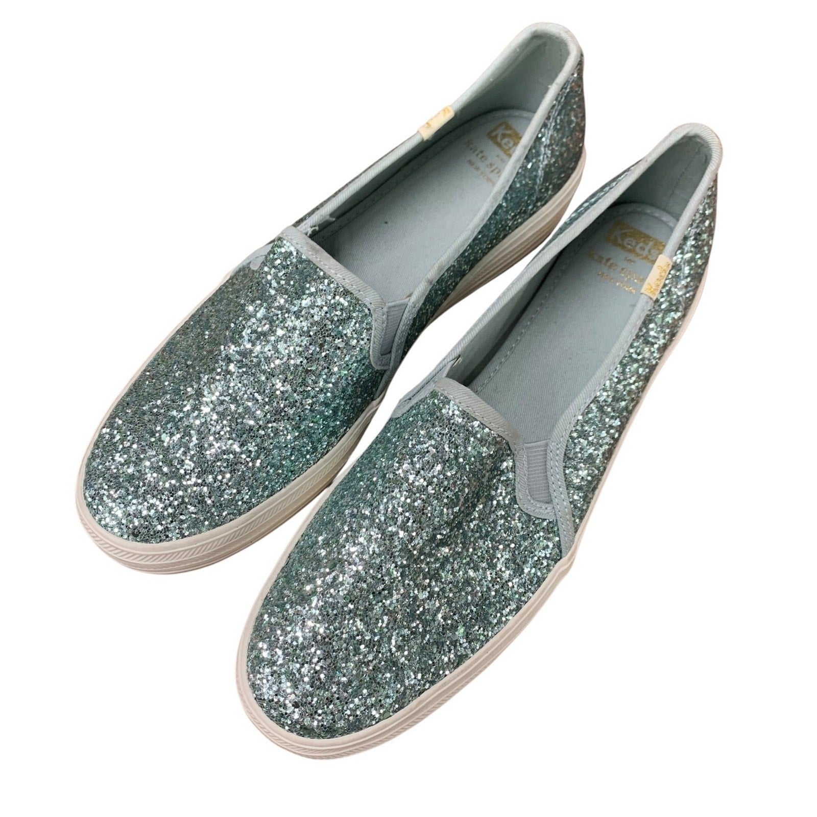 Keds for Kate Spade New York Double Decker Glitter Slip On Sneakers Blue SZ 9
