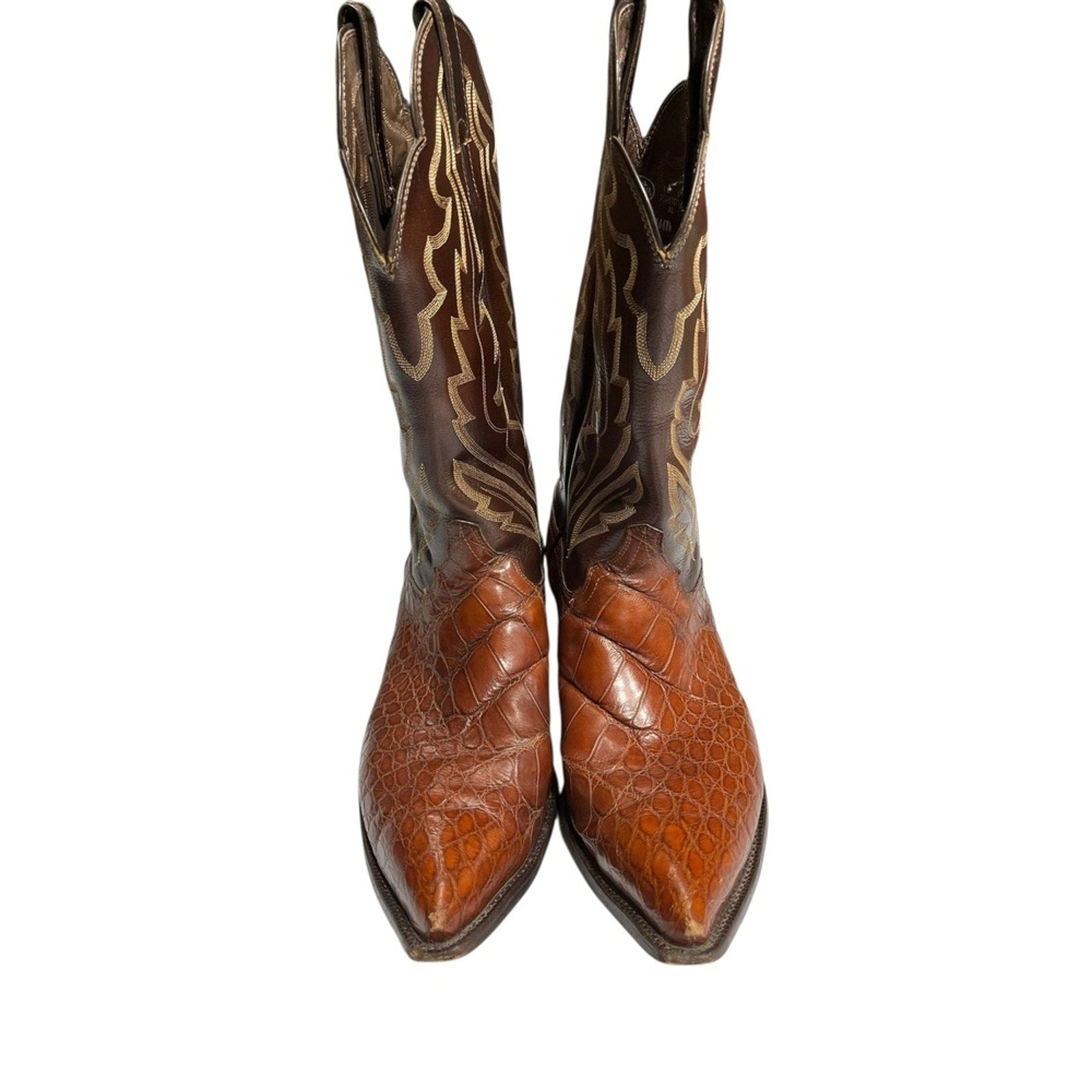 Justin Cognac Belly Alligator Cowboy Boots Men's Crocodile Size 11 EE Western
