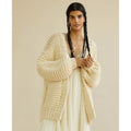 Anthropologie One Size Cream Chunky Knit Oversized Open Front Cardigan Sweater