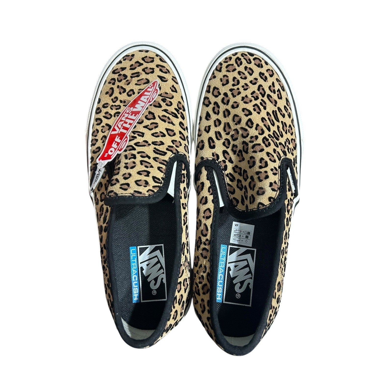 Vans Slip-On SF Mini Leopard Print Sneakers Tan Black Womens 8 NEW streetwear
