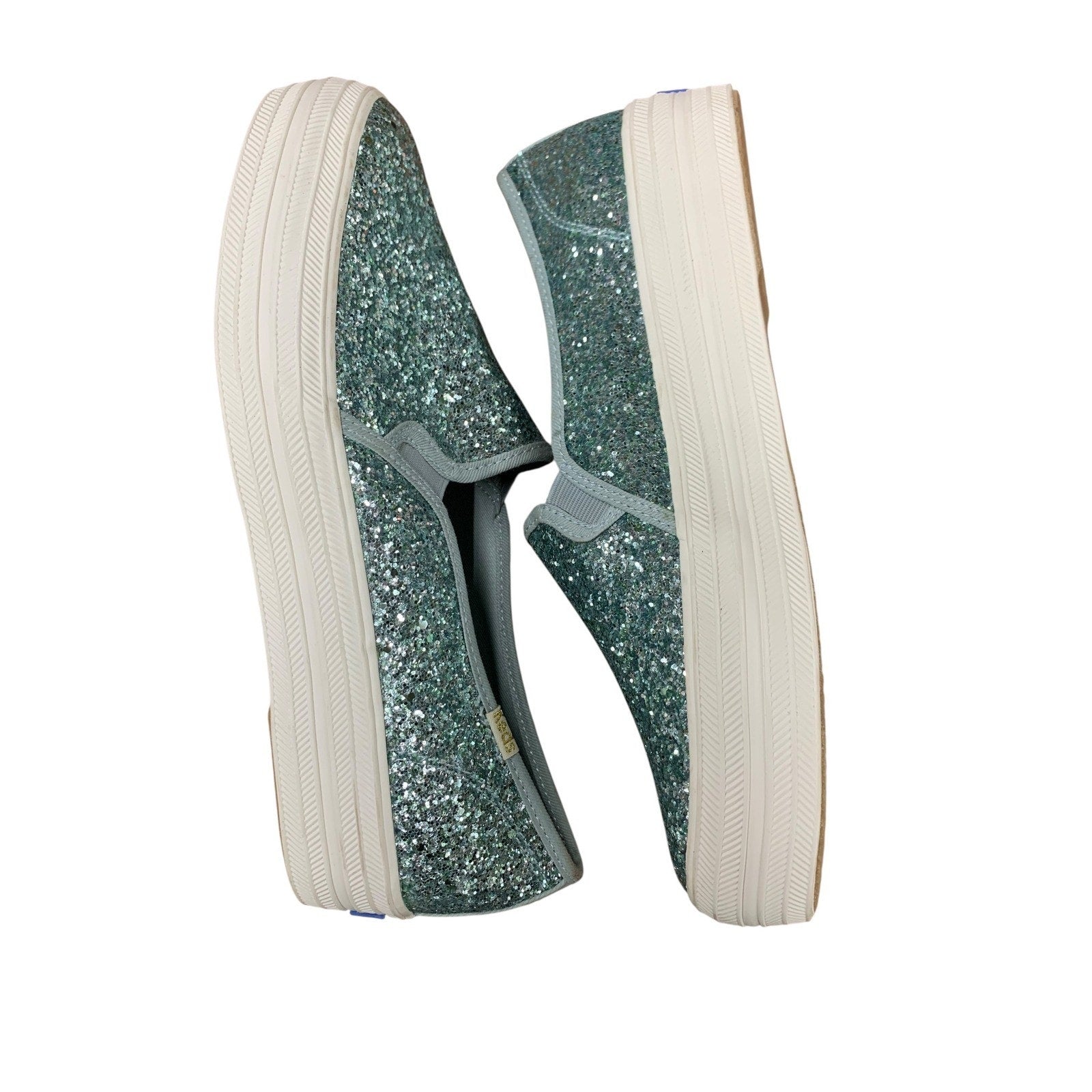 Keds for Kate Spade New York Double Decker Glitter Slip On Sneakers Blue SZ 9