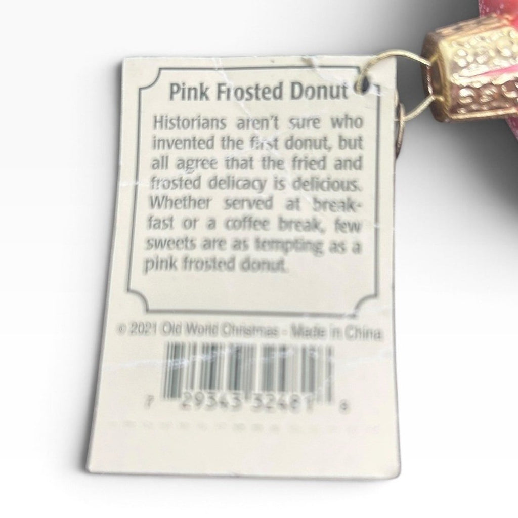Old World Christmas Pink Glazed Donut Glass Ornament Sprinkles 32151