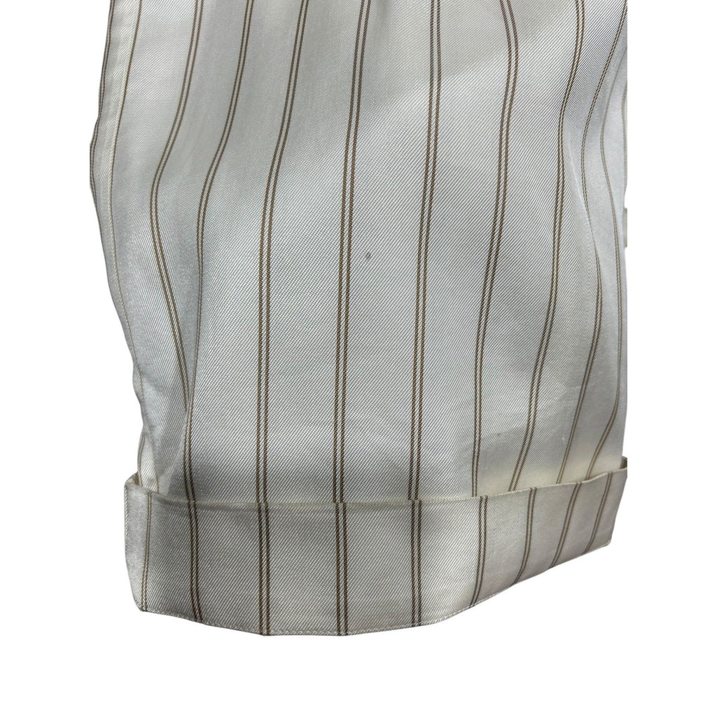 Jenni Kayne Striped Wide Leg Pull On Pants Ivory Tan Cuffed Size M