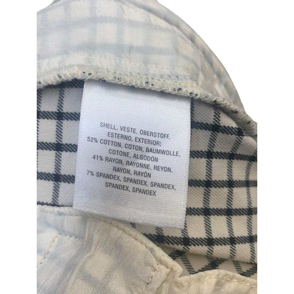 Anthropologie The Essential Slim Trousers Cream/Black Plaid Pants SZ 8