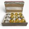 Vintage Shiny Brite Gold Glass Christmas Ornaments Set of 9 USA Made 3in Patina