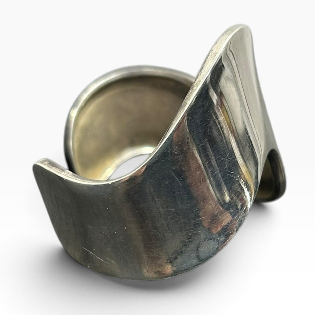 Mexico Sterling Silver Wave Cuff Bracelet Sculptural Modernist Vintage 26g Boho