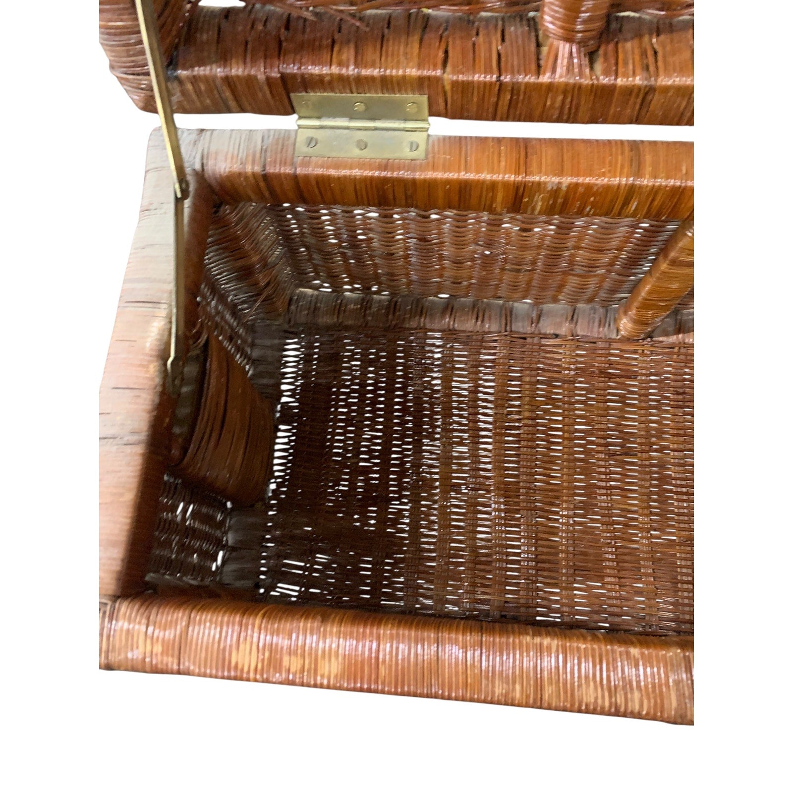 Vintage Chinoiserie Hand Woven Wicker Chest 28"