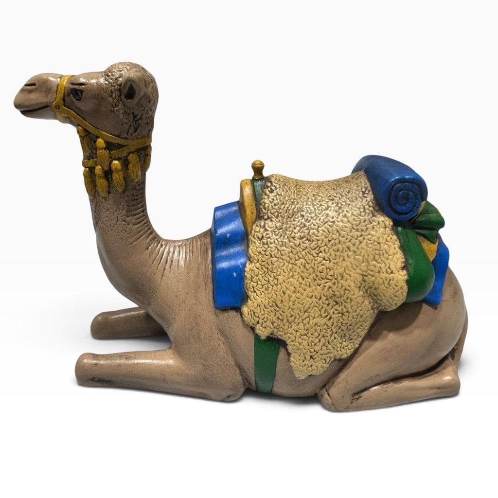 Vintage 1970s Holland Mold Hand Painted Ceramic Seated Nativity Camel 6 Inch