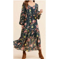 Anthropologie Evelin Maxi Dress Long Puff Sleeve Tiered Square Neck Womens M