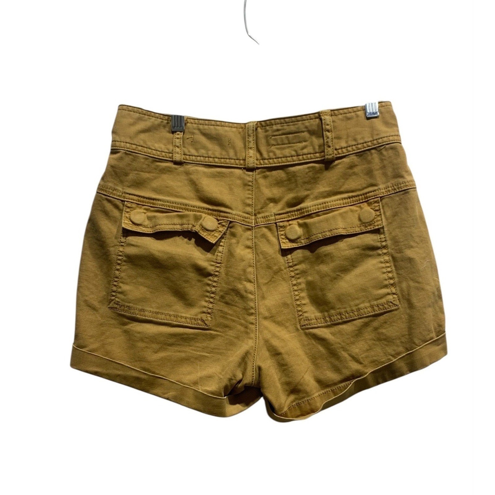 Pilcro Relaxed Pleat Shorts Womens High Rise Utility Shorts Mustard Tan Size 26