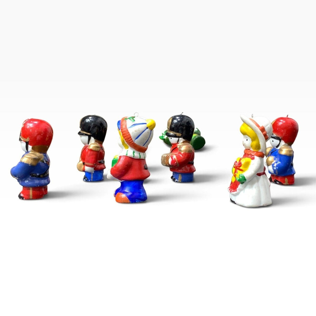 Vintage Christmas Ceramic Toy Soldier Marching Band Ornaments Set of 6 Multi