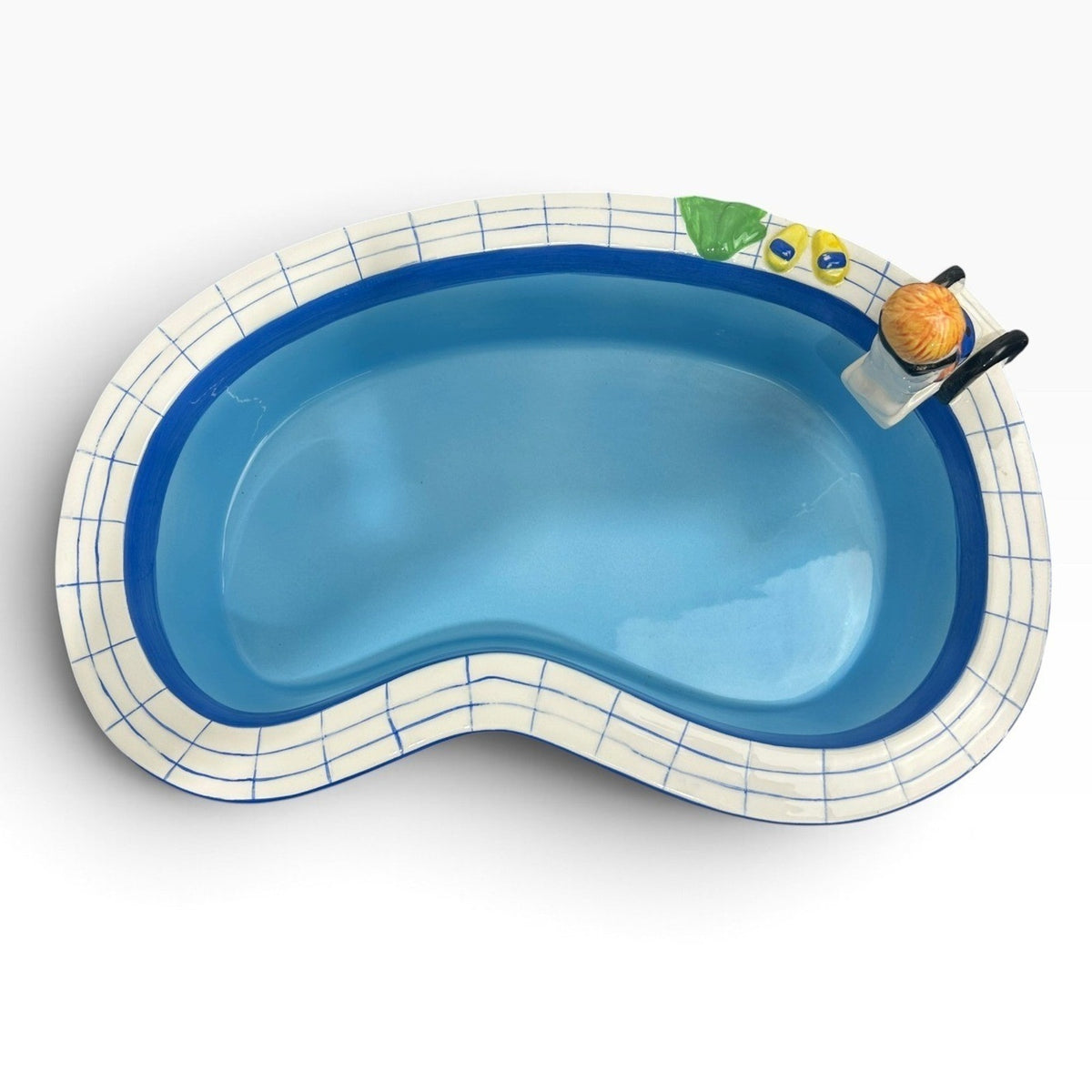 FCW Ceramic Swimming Pool Chip and Dip Set Novelty Summer Party Serving Tray