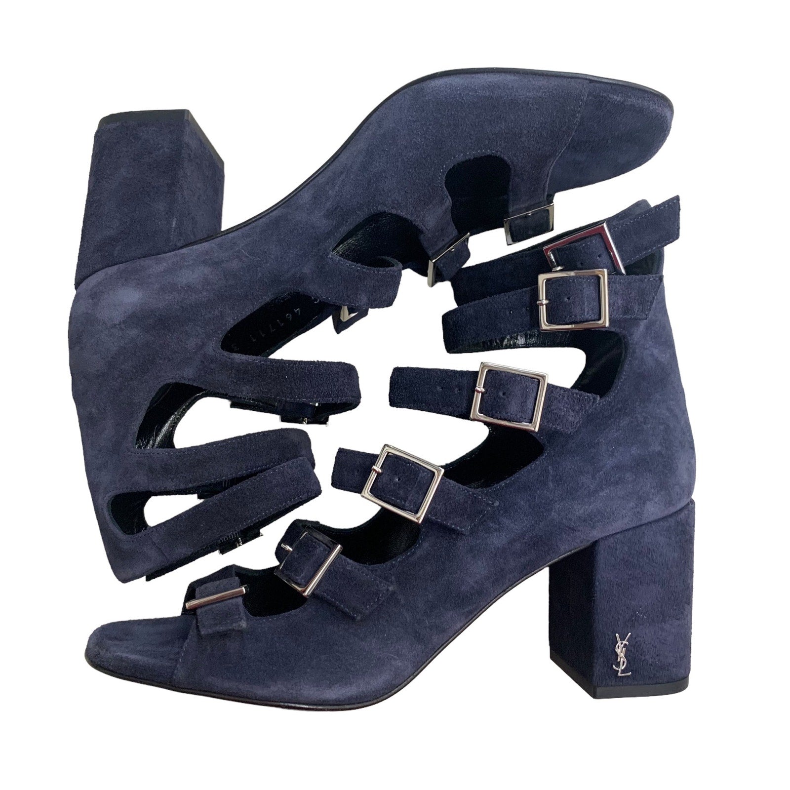 YSL Saint Laurent Babies Suede Gladiator Heeled Sandals SZ 7