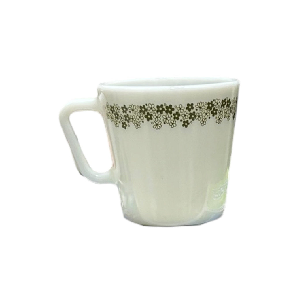 Vintage Pyrex Crazy Daisy Spring Blossom Green Milk Glass D-Handle set of 3