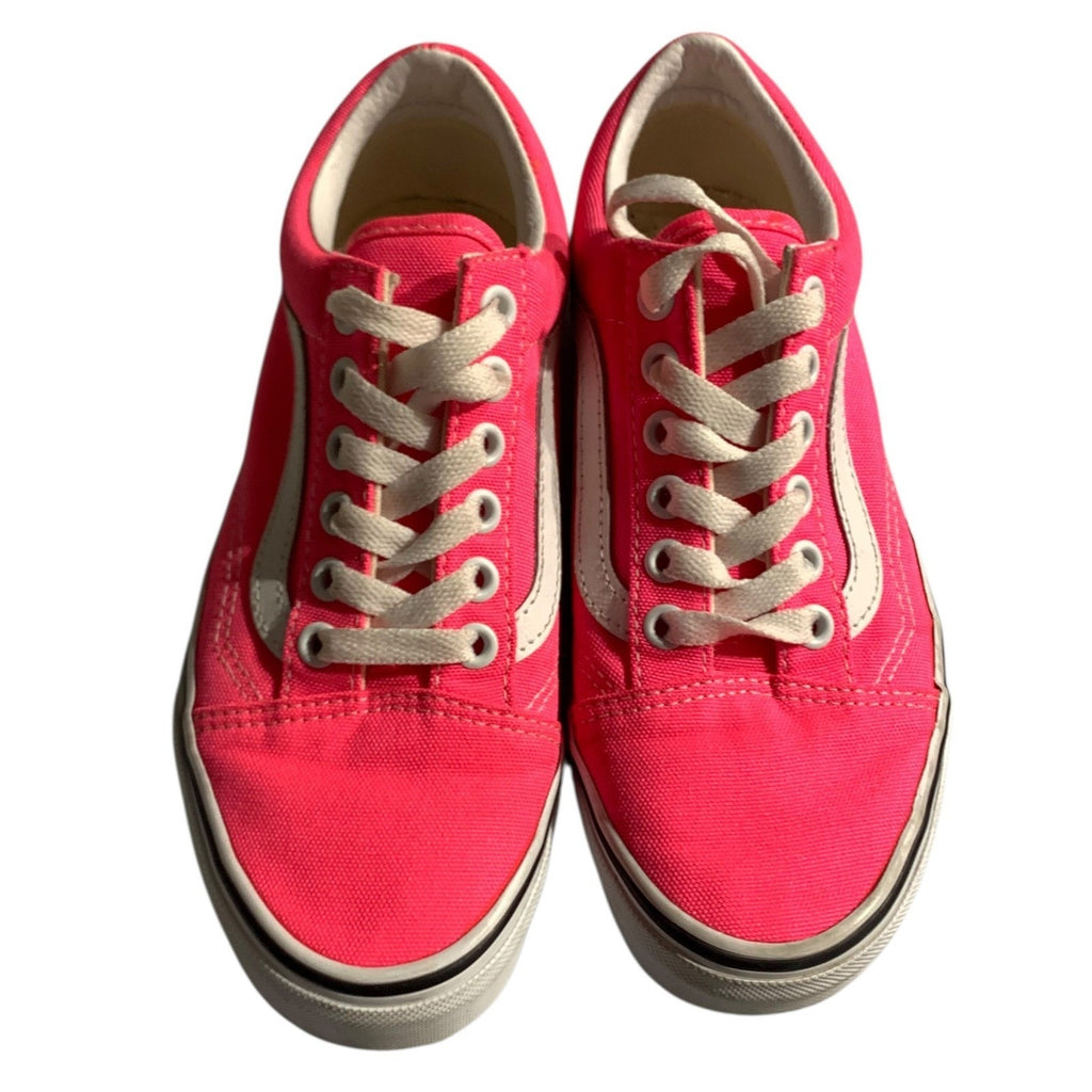Vans Old Skool Neon Pink Canvas Low Top Sneakers Womens 5 Mens 3.5
