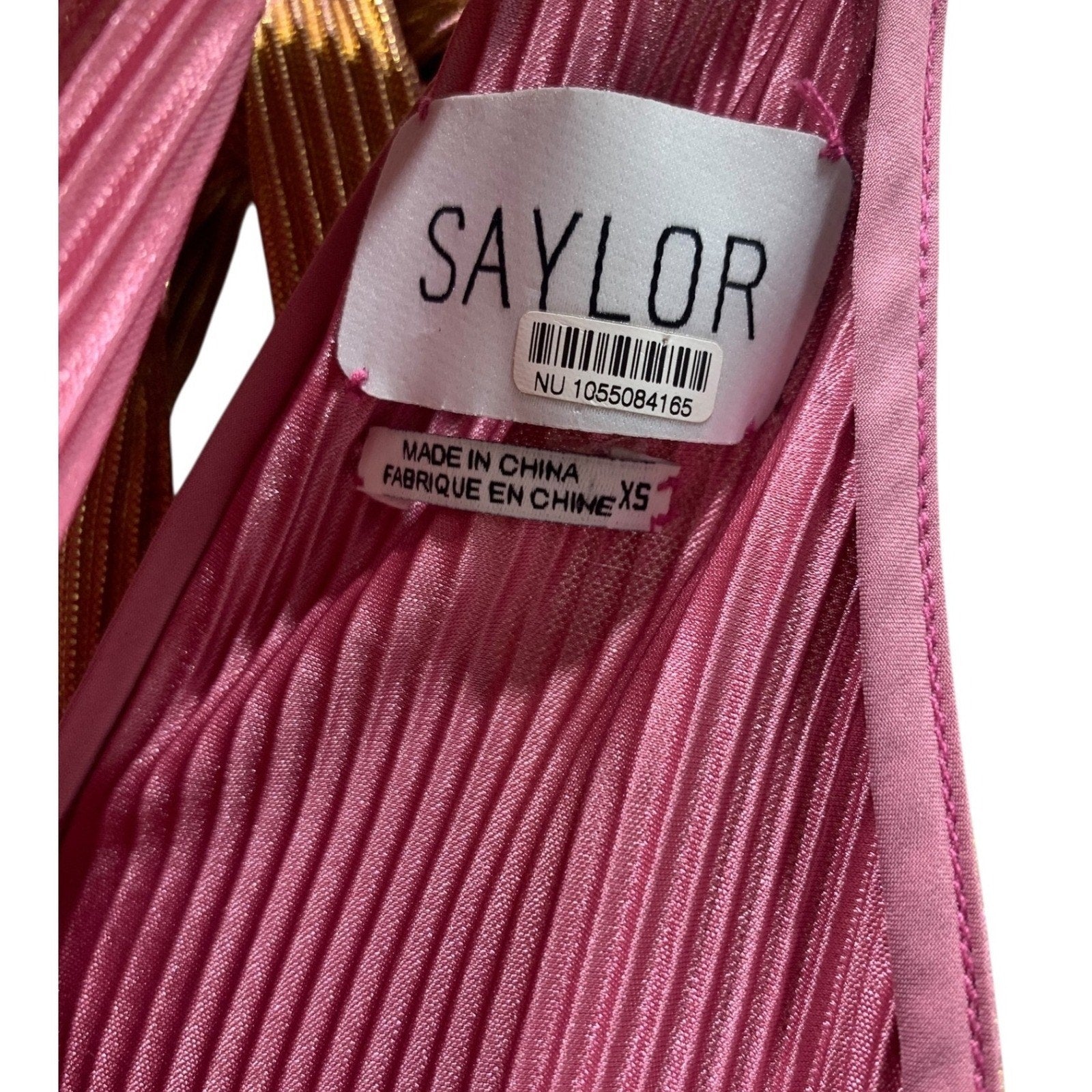 NWT SAYLOR Rose Gold Metallic Pleated Mini Dress Halter Neck Tie Back XS