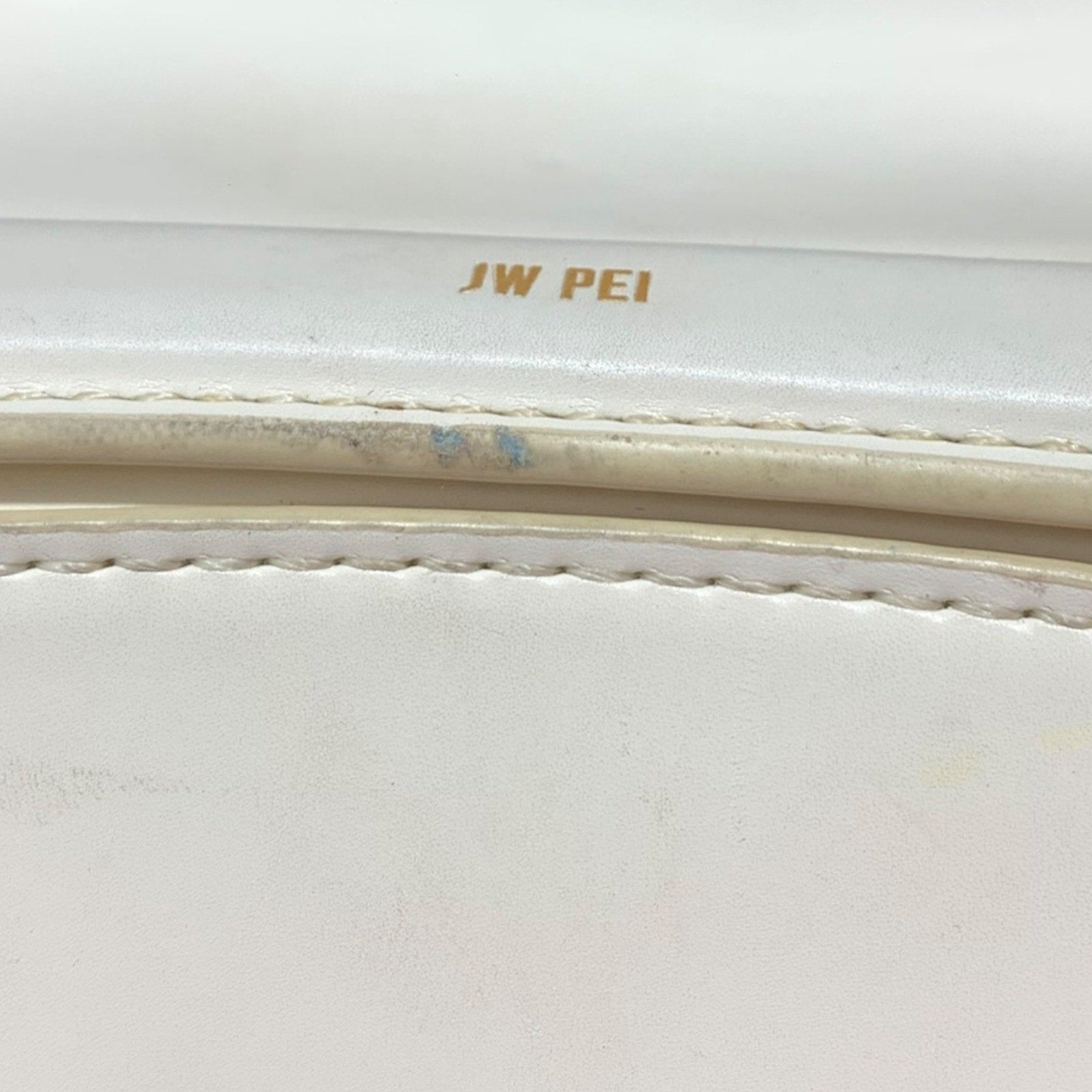 JW PEI Eva Shoulder Bag Ivory Vegan Leather Curved Baguette Gold Hardware ANTHRO