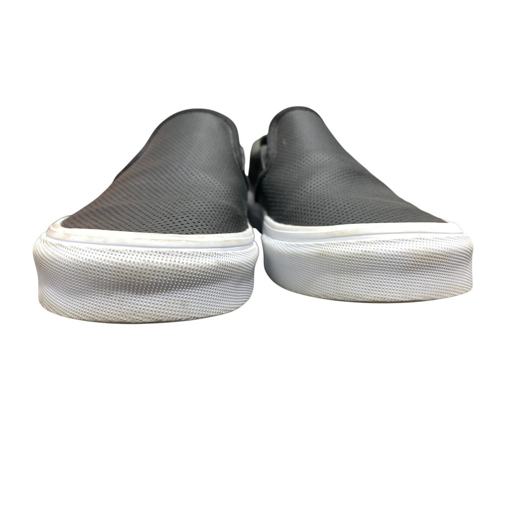 Vans Classic Slip-On Perforated Black Leather Sneakers Mens 8 Womens 9.5
