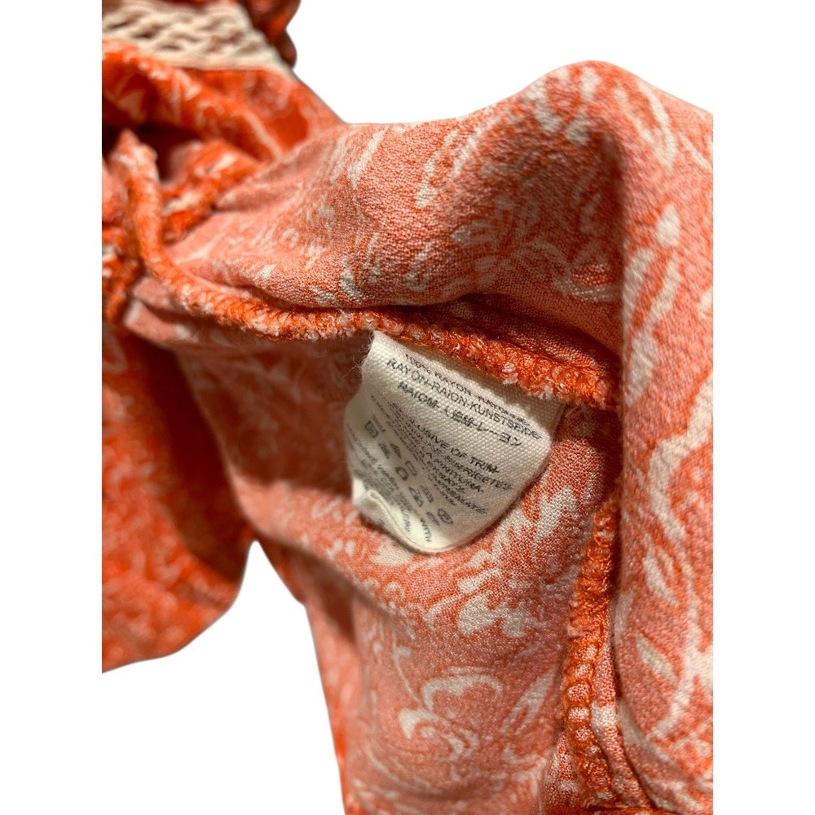 Free People Orange Talk About It Tunic Tiered Top Womens Floral Bell Sleeve FALL