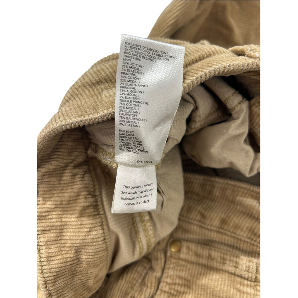 Anthropologie Pilcro The Yaya Mid-Rise Corduroy Crop Flare Jeans Tan Size 32
