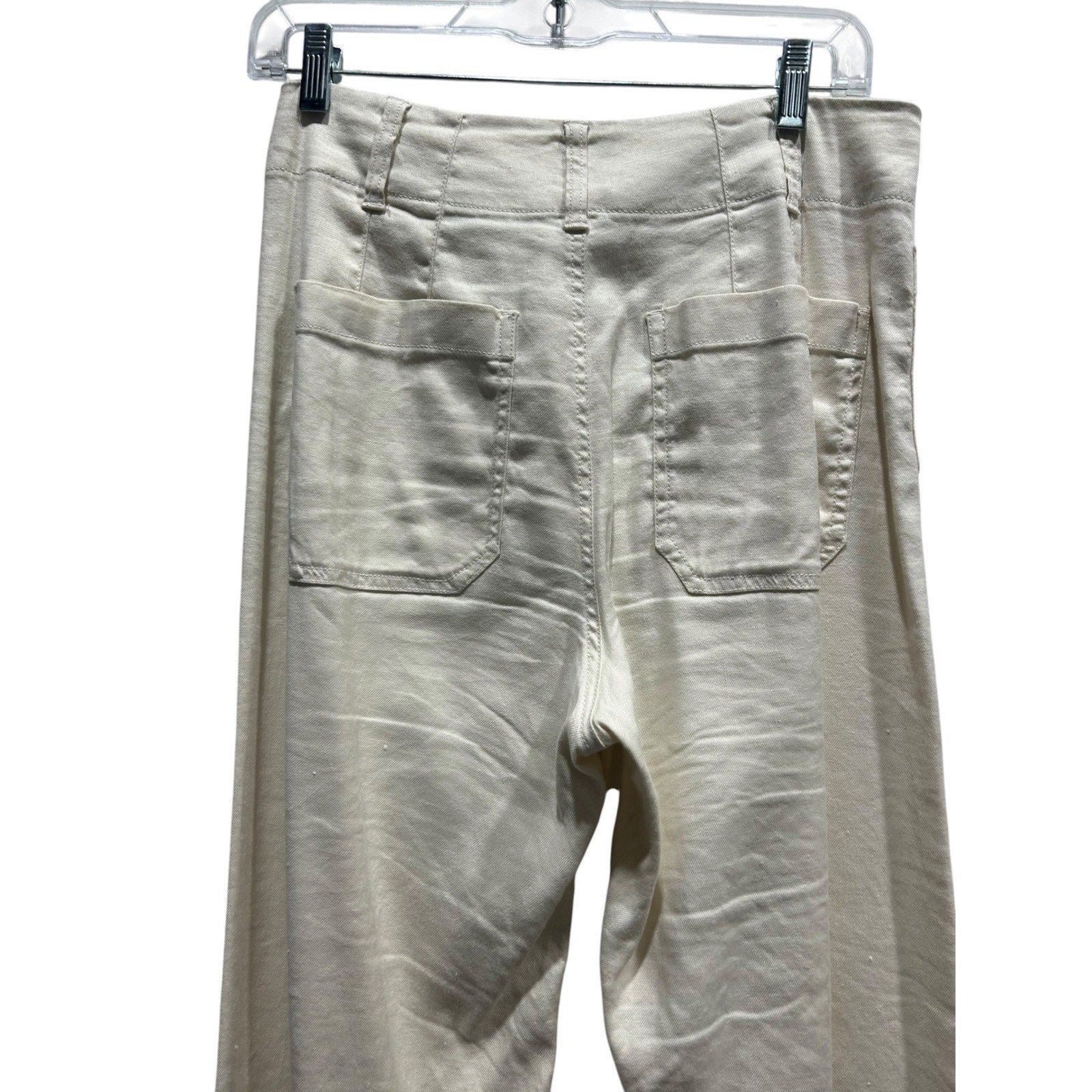 Maeve Anthropologie The Colette Cream Wide Leg Cropped Pants Size 27 High Rise