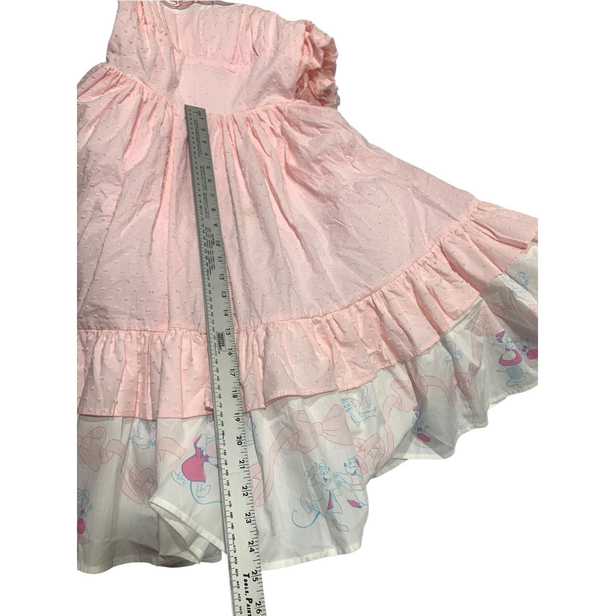 Disney Parks Cinderella Pink Swiss Dot Puff Sleeve Smocked Dress Small whimsical