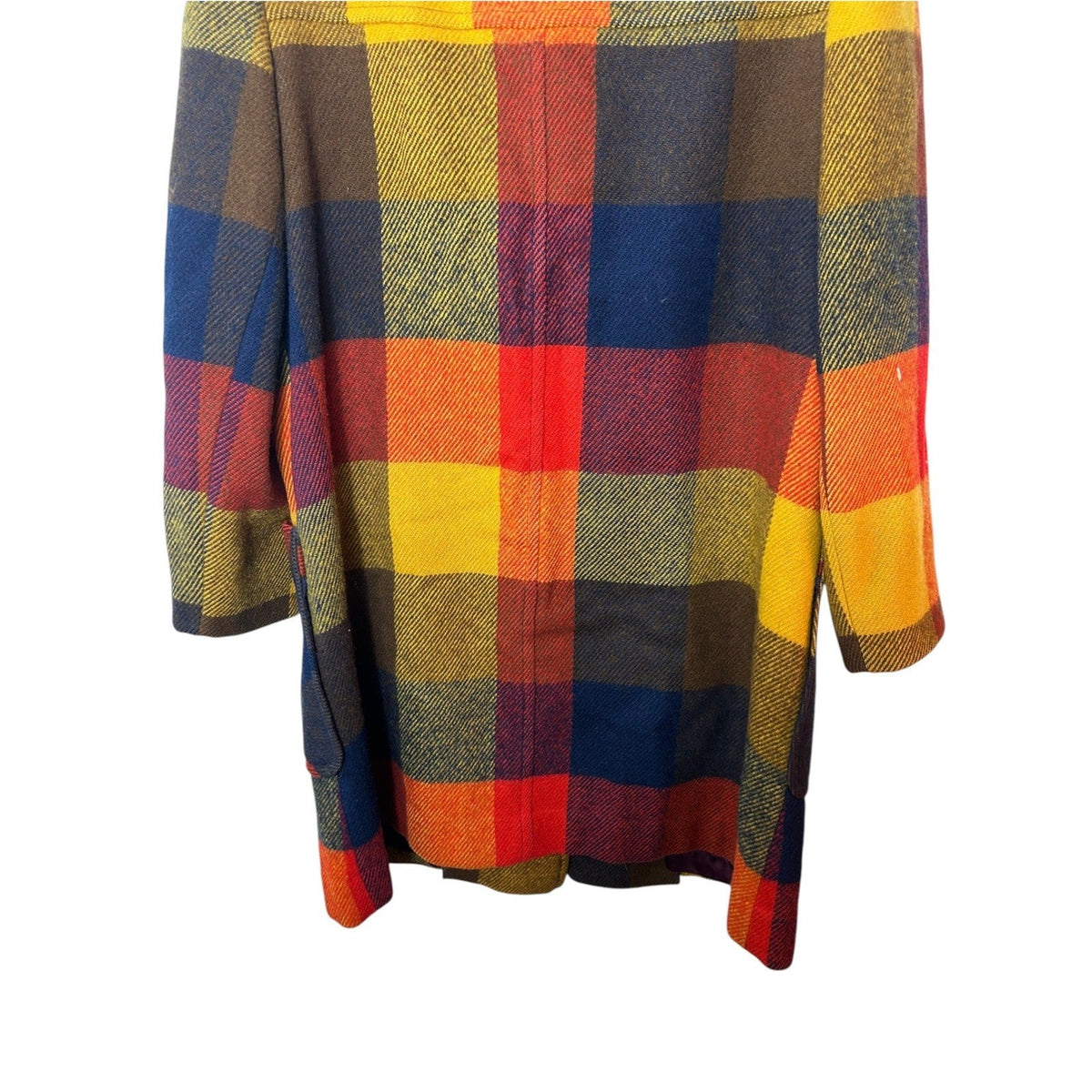 Vintage Pendleton Knockabouts Wool Plaid Coat Lobster Claw Toggle Red Orange L