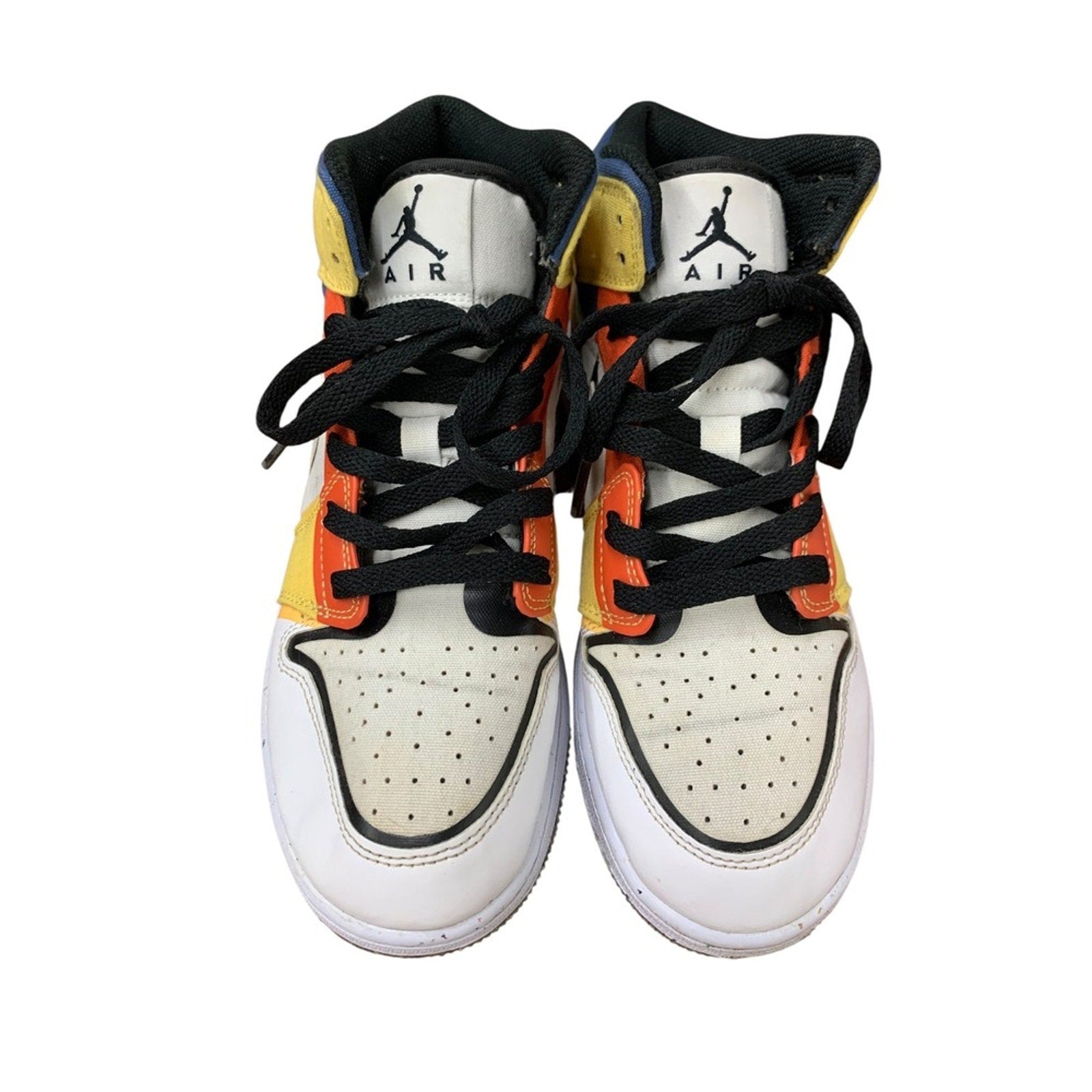 Air Jordan 1 Mid SE GS White Orange Yellow Basketball Sneakers Shoes DV1316-100