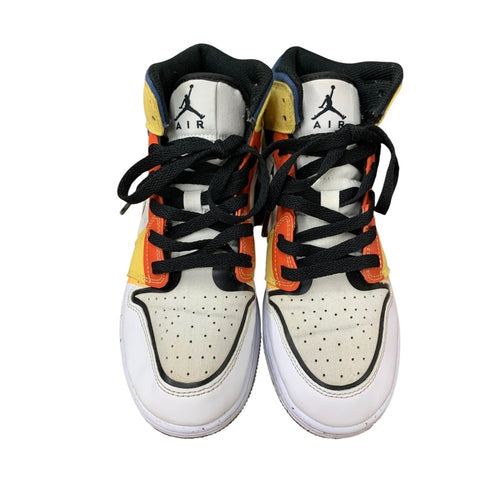Air Jordan 1 Mid SE GS White Orange Yellow Basketball Sneakers Shoes DV1316-100