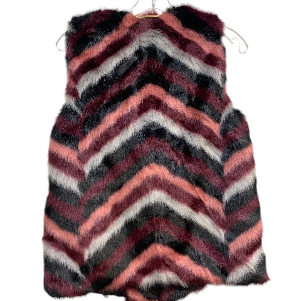 Michael Kors Chevron Faux Fur Pink Burgundy Grey and Black Sz XS