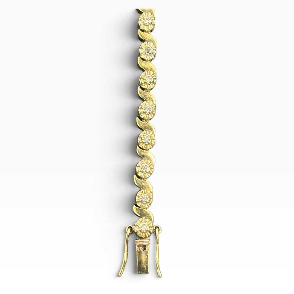 Sterling Silver 925 Gold Tone XOX Gemstone Tennis Bracelet 7.75" 16g