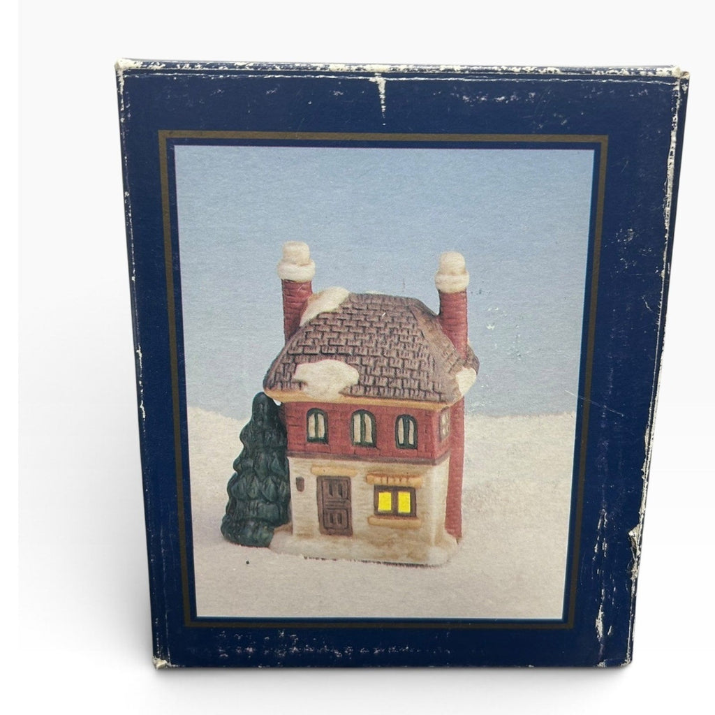 Electric Lighted Ceramic Dickens House Christmas Village Inn Snow Covered Decor
