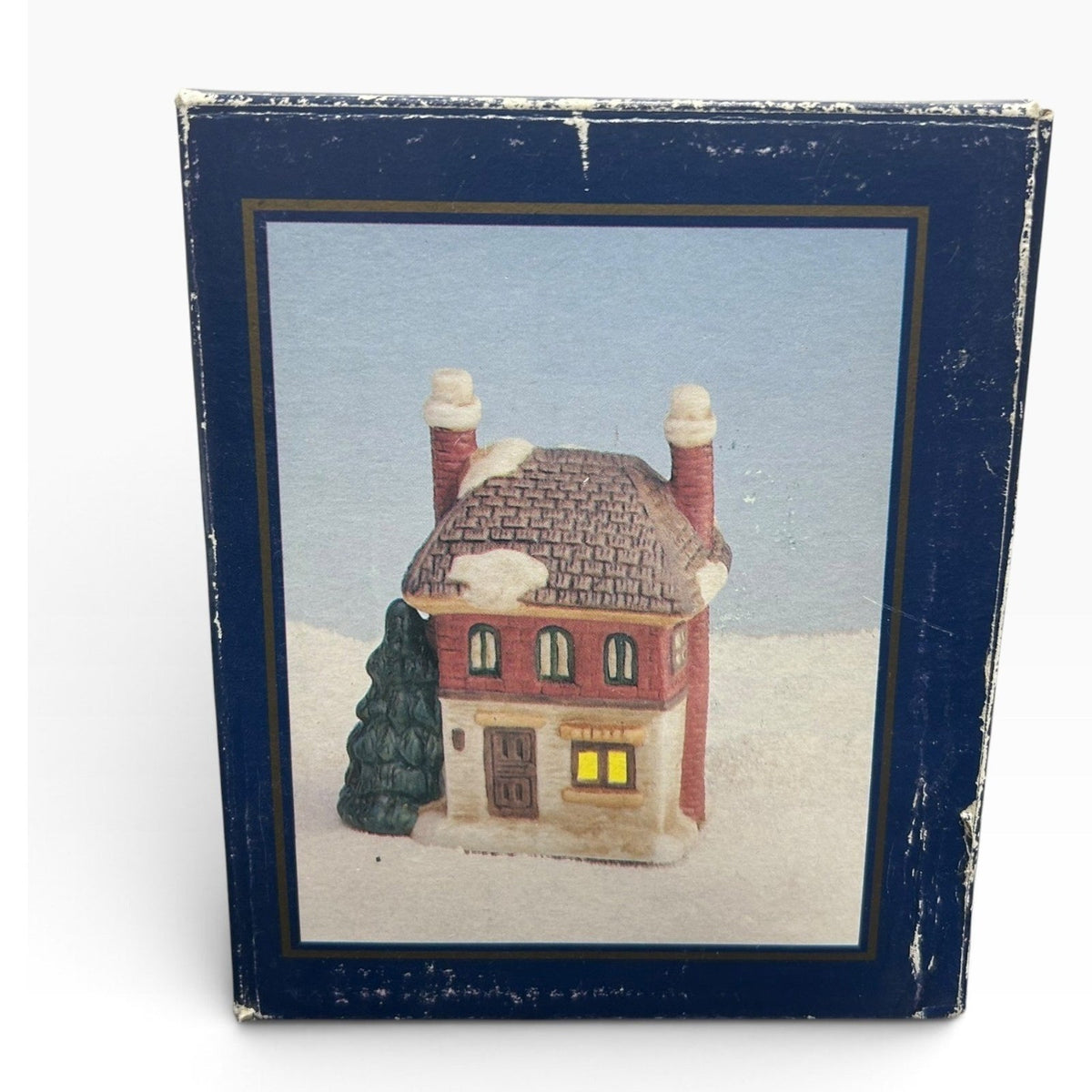 Electric Lighted Ceramic Dickens House Christmas Village Inn Snow Covered Decor