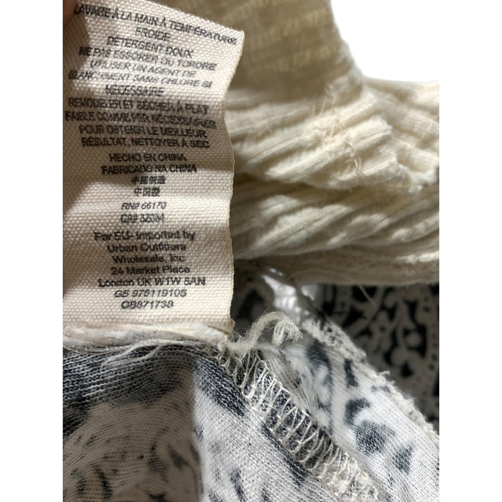 Free People Patchwork Waffle Knit Off Shoulder Long Sleeve Sweater Top Women
