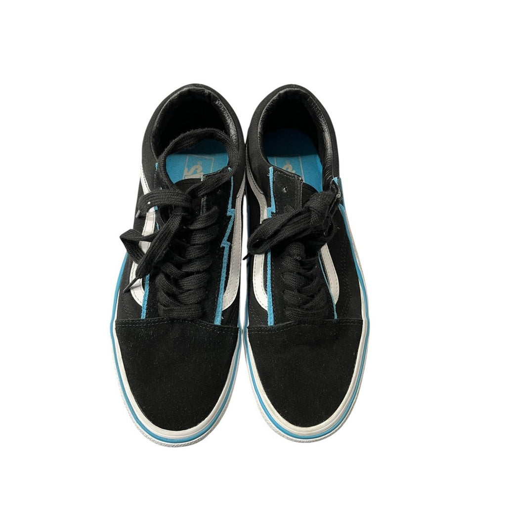 Vans Old Skool Bolt Black White Light Blue Low Top Skate Shoes Mens 9.5 Women 11
