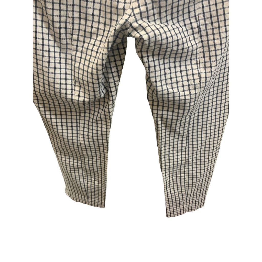 Anthropologie The Essential Slim Trousers Cream/Black Plaid Pants SZ 8