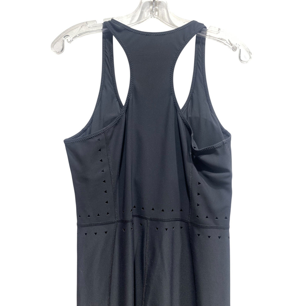 GIGI C Sport Womens Black Laser Cut Front Zip Racerback Activewear Jumpsuit L